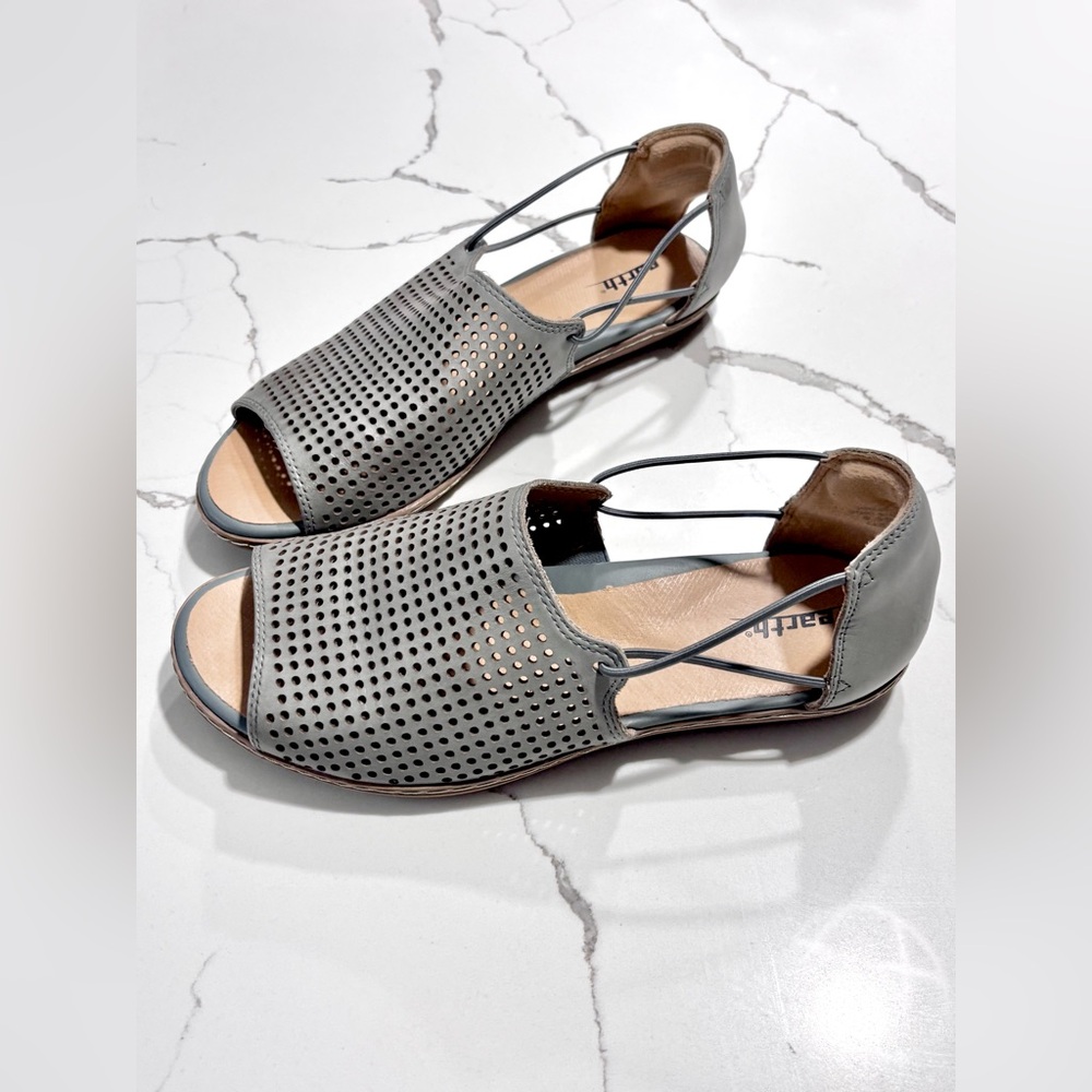 Earth Gray Perforated Open-Toe Slingback Sandals